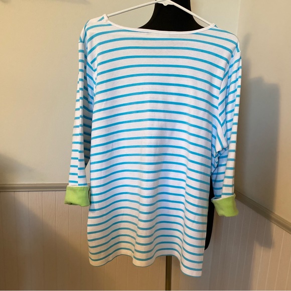 Quaker Factory Sequined Umbrellas Striped Top 1X - Picture 5 of 7